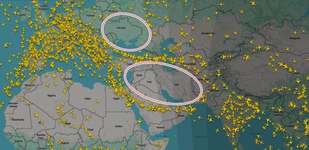 Cieli sotto pressione: boom di traffico tra Europa e Medio Oriente, aumentano del 50% i voli in due settimane