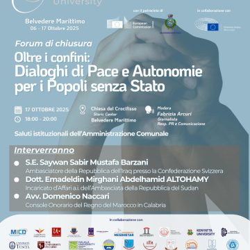  IL 17 OTTOBRE SI CHIUDE LA SUMMER PEACE UNIVERSITY CON UN FORUM INTERNAZIONALE